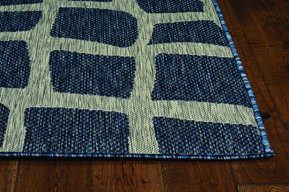 8' Blue And Gray Abstract Indoor Outdoor Area Rug