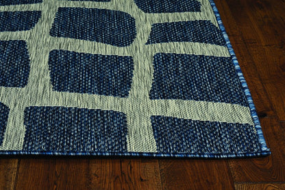 3' X 4' Blue And Gray Abstract Indoor Outdoor Area Rug