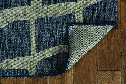 8' Blue And Gray Abstract Indoor Outdoor Area Rug