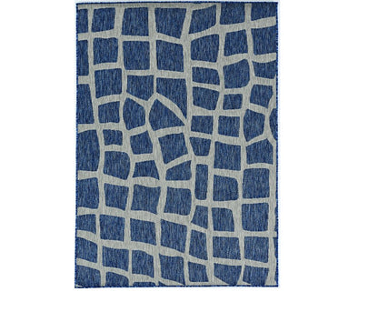 8' Blue And Gray Abstract Indoor Outdoor Area Rug