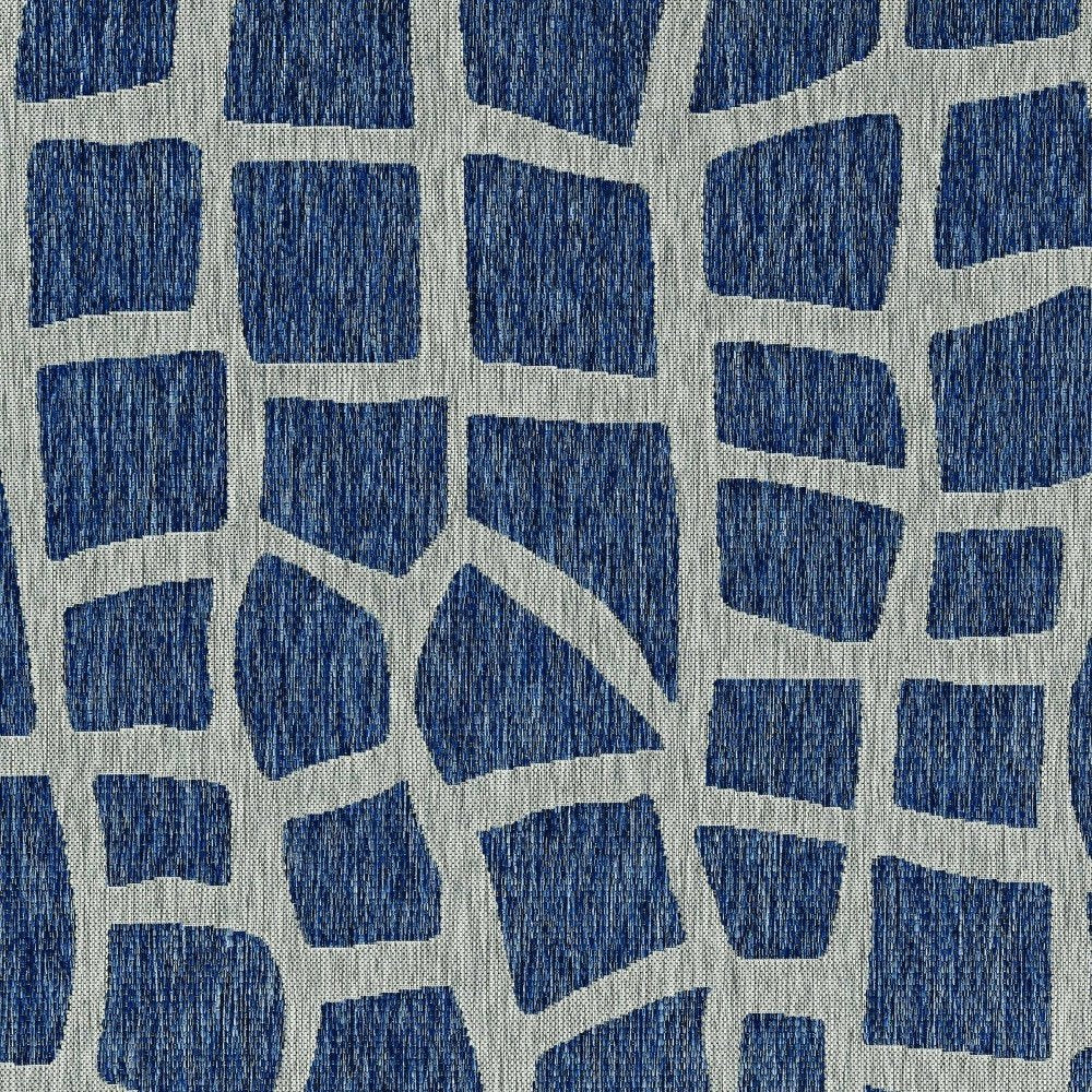3' X 4' Blue And Gray Abstract Indoor Outdoor Area Rug