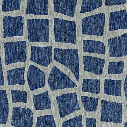 3' X 4' Blue And Gray Abstract Indoor Outdoor Area Rug