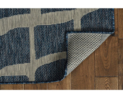 3' X 4' Blue And Gray Abstract Indoor Outdoor Area Rug