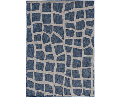 3' X 4' Blue And Gray Abstract Indoor Outdoor Area Rug