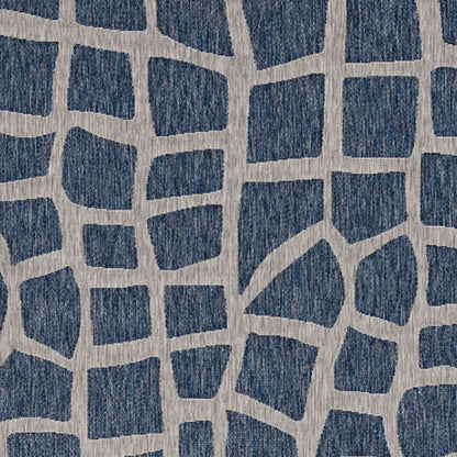 3' X 4' Blue And Gray Abstract Indoor Outdoor Area Rug