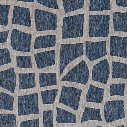 3' X 4' Blue And Gray Abstract Indoor Outdoor Area Rug