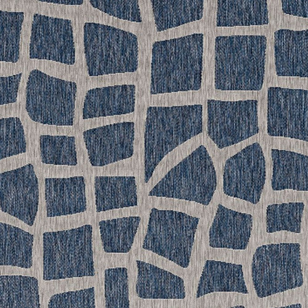 8' Blue And Gray Abstract Indoor Outdoor Area Rug