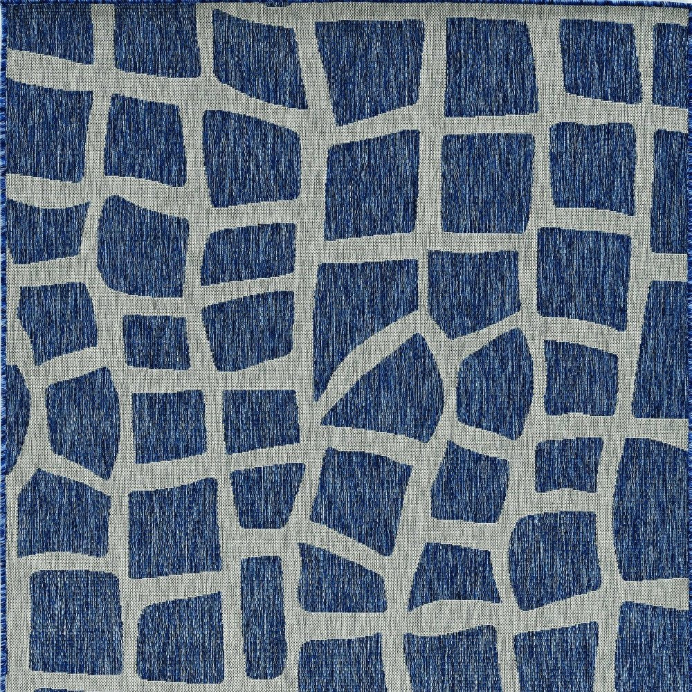 3' X 4' Blue And Gray Abstract Indoor Outdoor Area Rug