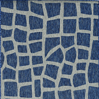 3' X 4' Blue And Gray Abstract Indoor Outdoor Area Rug