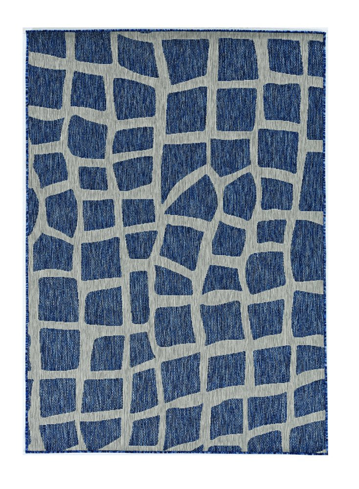 3' X 4' Blue And Gray Abstract Indoor Outdoor Area Rug