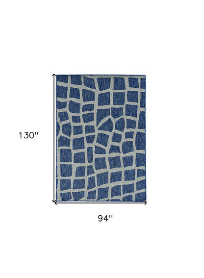 3' X 4' Blue And Gray Abstract Indoor Outdoor Area Rug