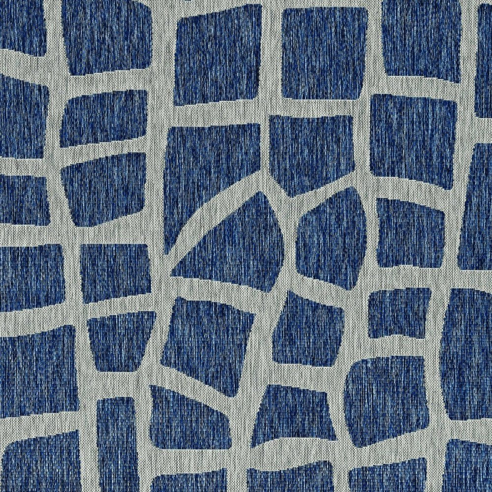 3' X 4' Blue And Gray Abstract Indoor Outdoor Area Rug