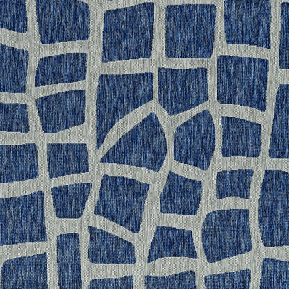 3' X 4' Blue And Gray Abstract Indoor Outdoor Area Rug