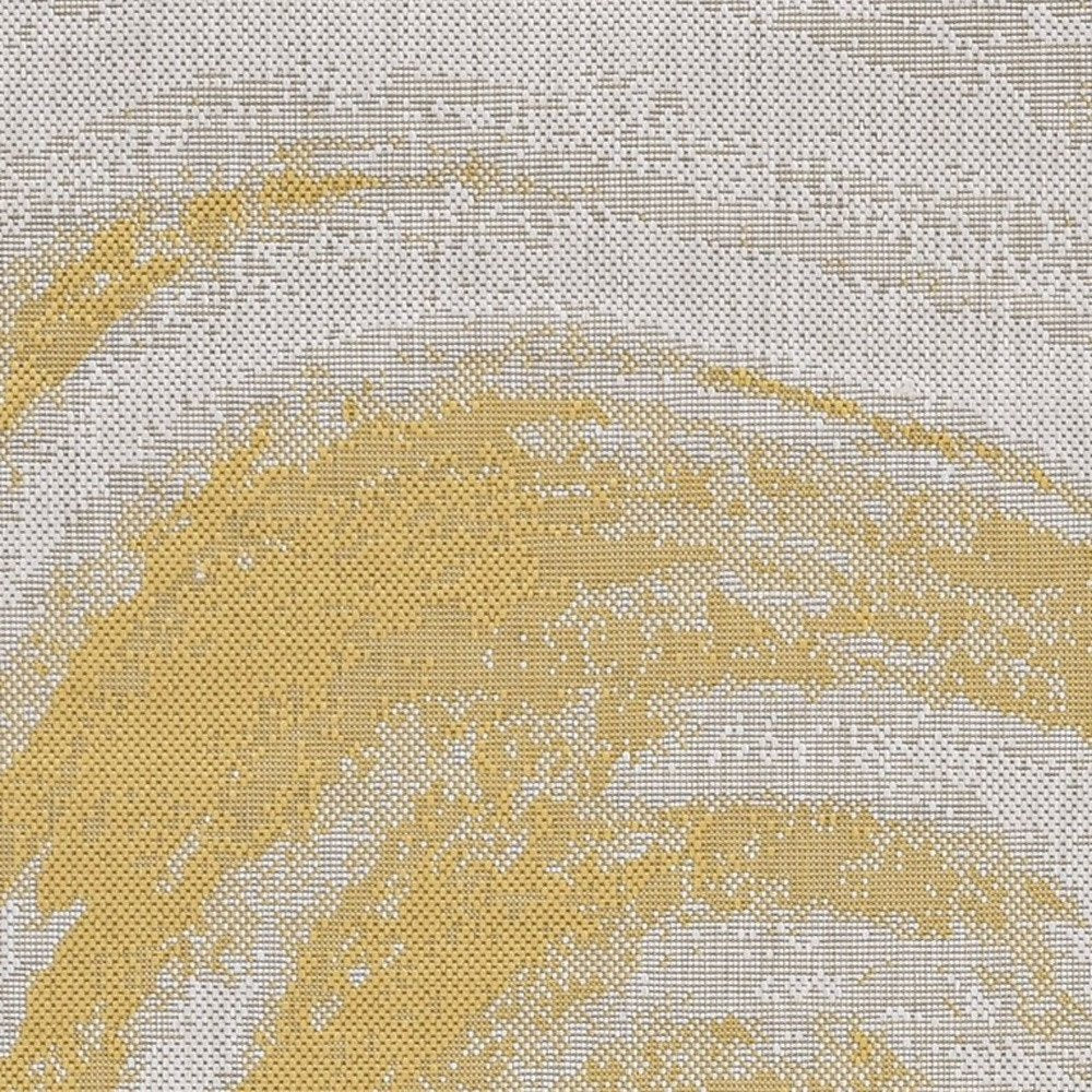 8' X 11' Ivory And Gold Abstract Area Rug