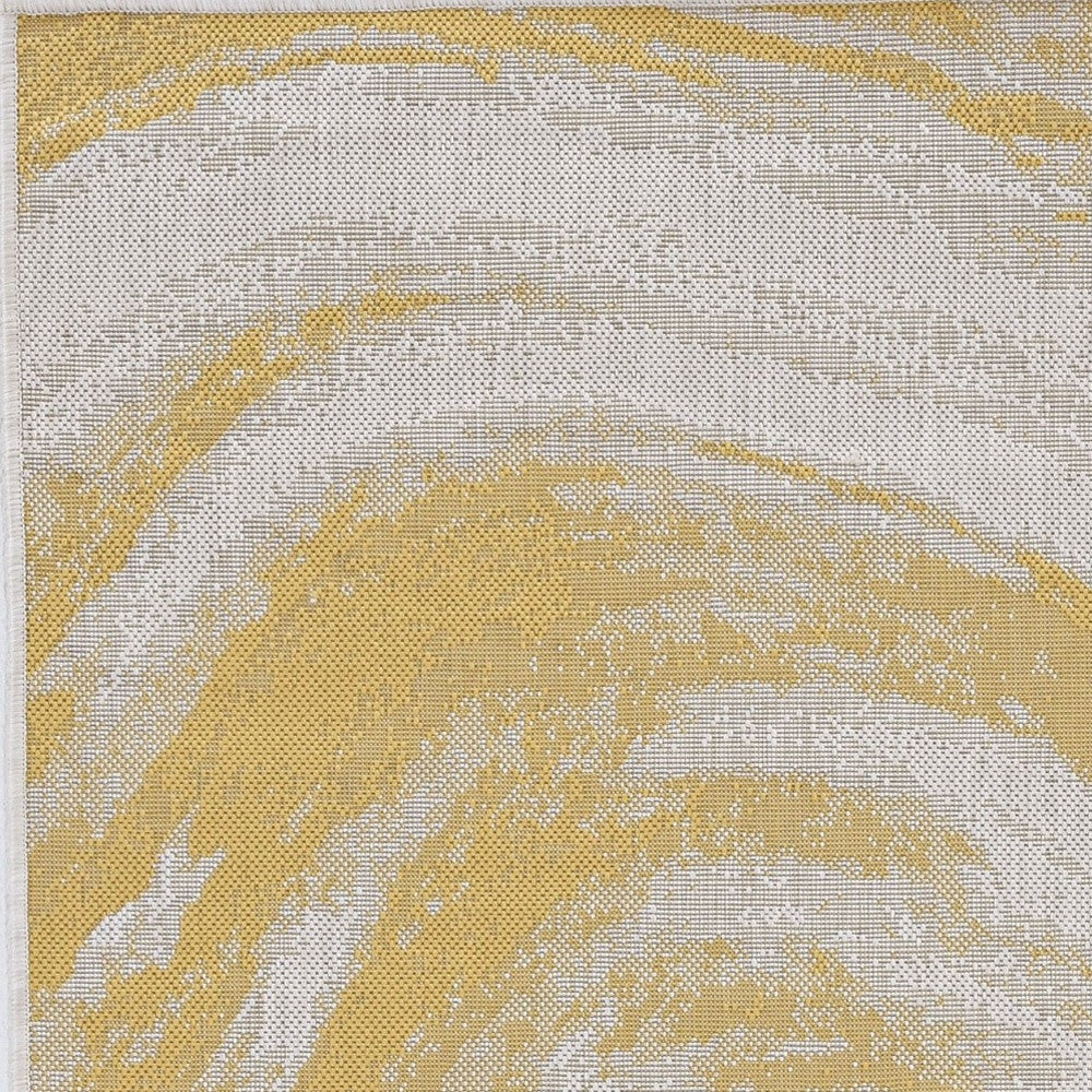 3' X 4' Gold and Ivory Abstract Area Rug