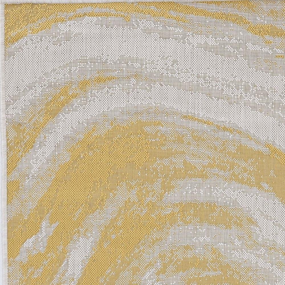 3' X 5' Gold and Ivory Abstract Area Rug