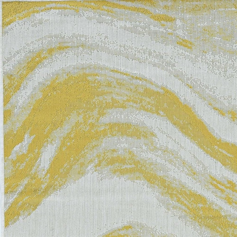 8' X 11' Ivory And Gold Abstract Area Rug