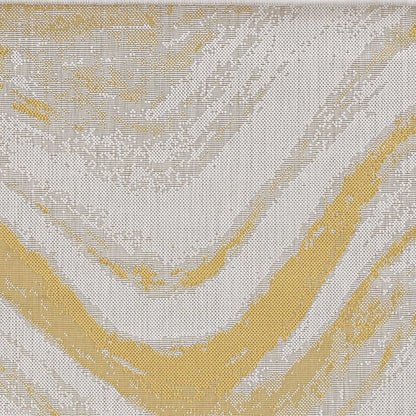8' X 11' Ivory And Gold Abstract Area Rug
