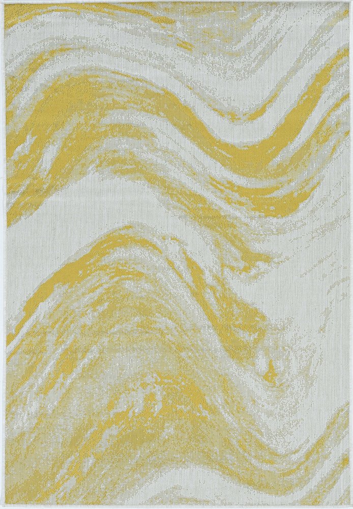 8' X 11' Ivory And Gold Abstract Area Rug