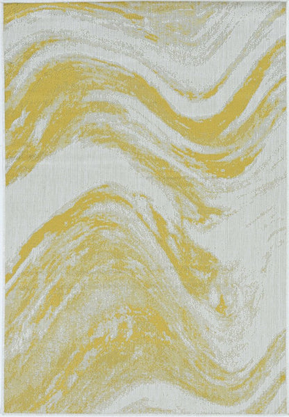 8' X 11' Ivory And Gold Abstract Area Rug