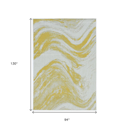 3' X 5' Gold and Ivory Abstract Area Rug