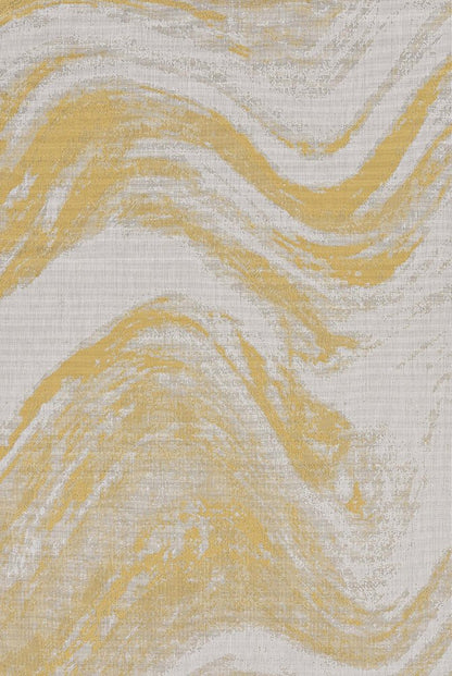 8' Gold And Ivory Abstract Indoor Outdoor Area Rug