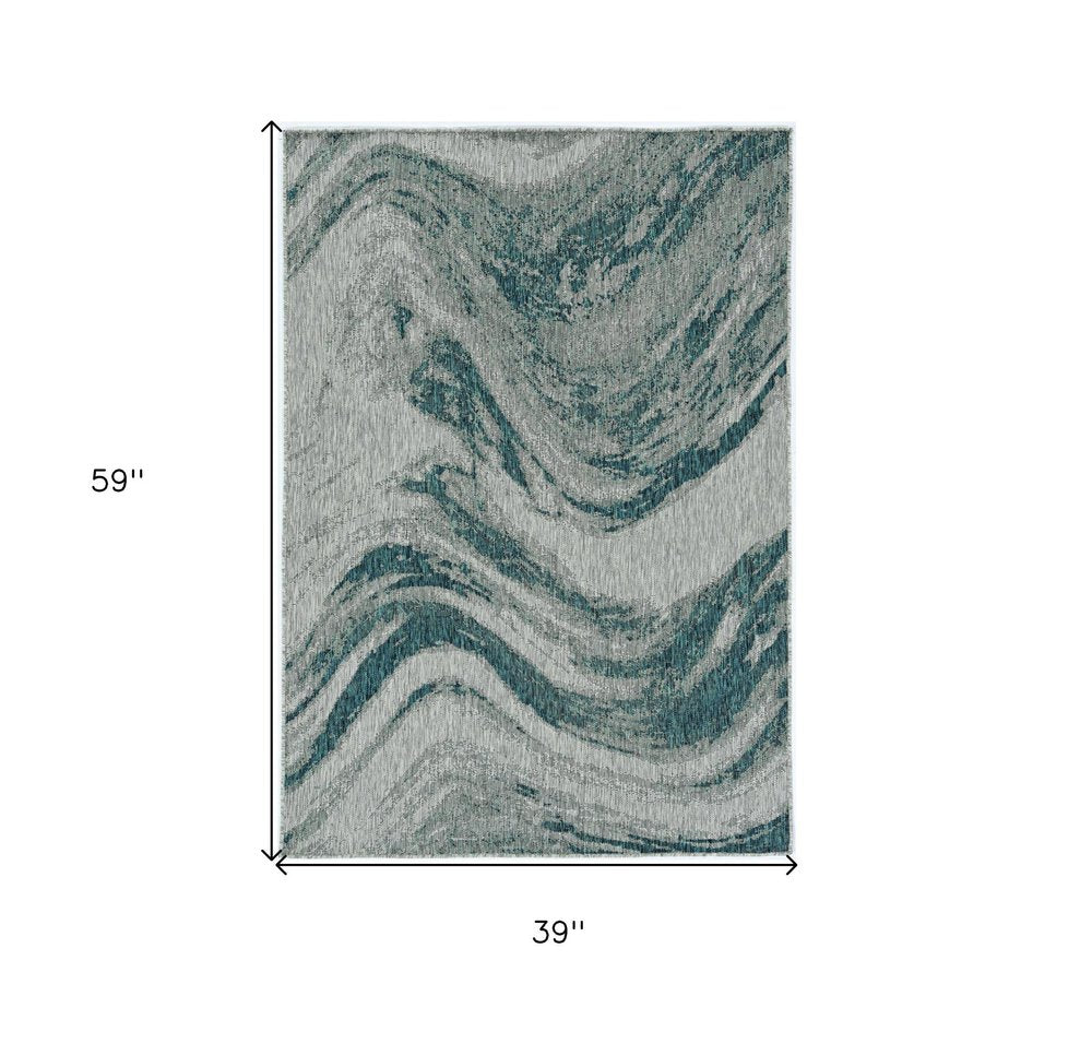 8' Gray Abstract Indoor Outdoor Area Rug