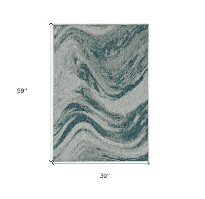 8' Gray Abstract Indoor Outdoor Area Rug