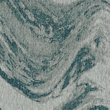 5' X 8' Grey Or Teal Abstract Waves Rug