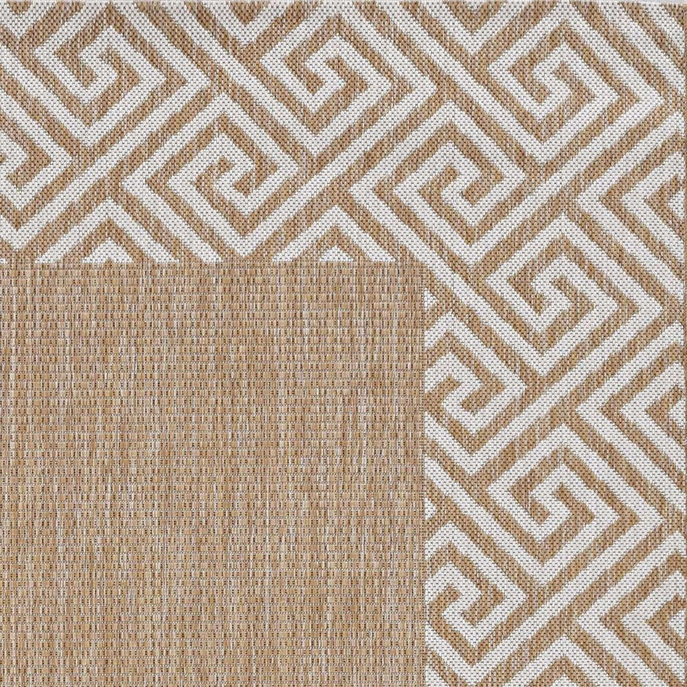 5' X 8' Ivory Geometric Indoor Outdoor Area Rug