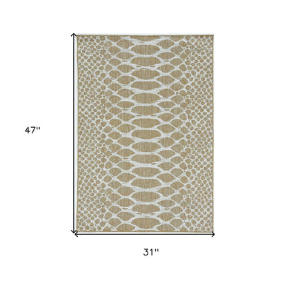 8' X 11' Ivory Abstract Indoor Outdoor Area Rug