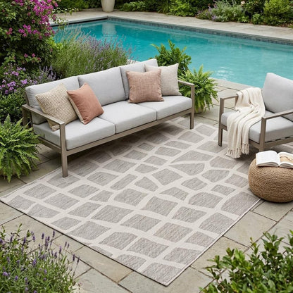 8' Gray Abstract Indoor Outdoor Area Rug