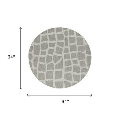 8' Gray Abstract Indoor Outdoor Area Rug