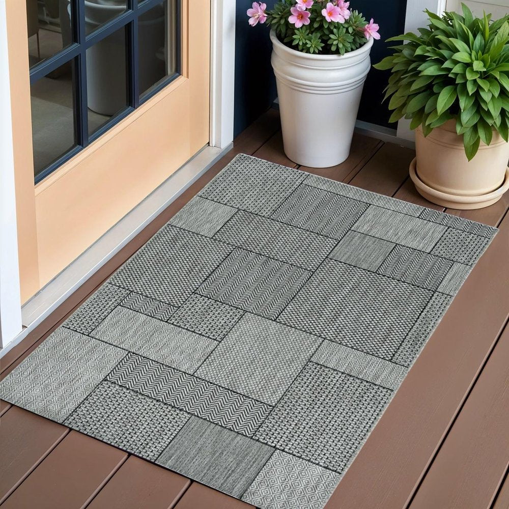 3' X 5' Gray Abstract Indoor Outdoor Area Rug