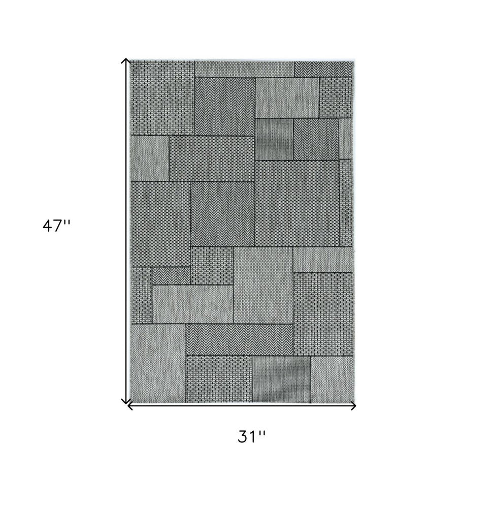 8' X 11' Gray Southwestern Indoor Outdoor Area Rug