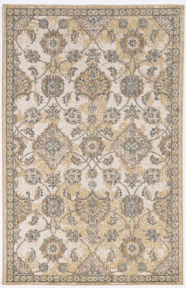 8' X 11' Ivory Beige And Gray Wool Floral Medallion Distressed Area Rug