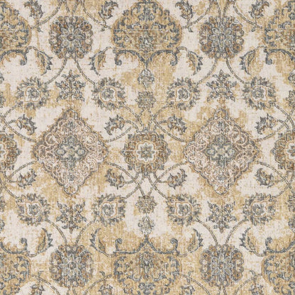 2' X 3' Ivory Beige And Gray Wool Floral Medallion Area Rug