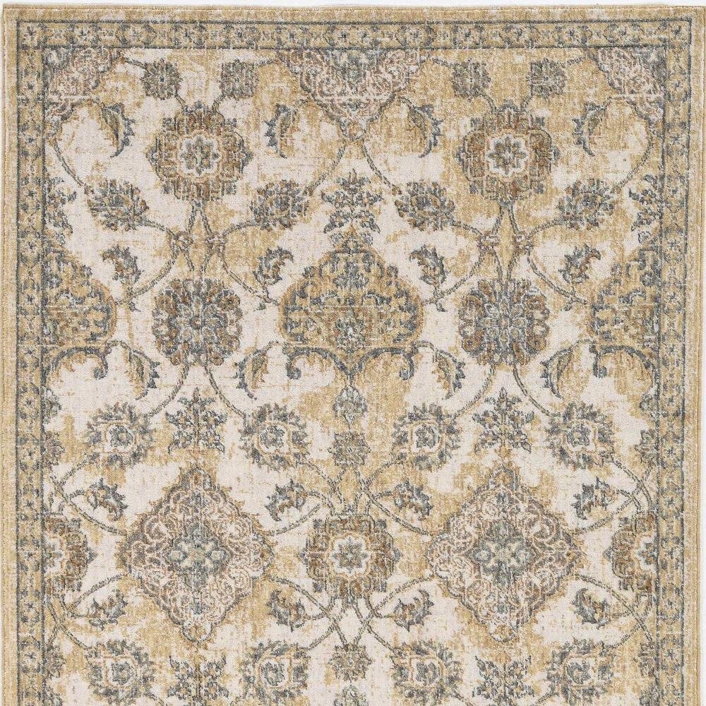 3' X 5' Ivory Beige And Gray Wool Floral Medallion Area Rug