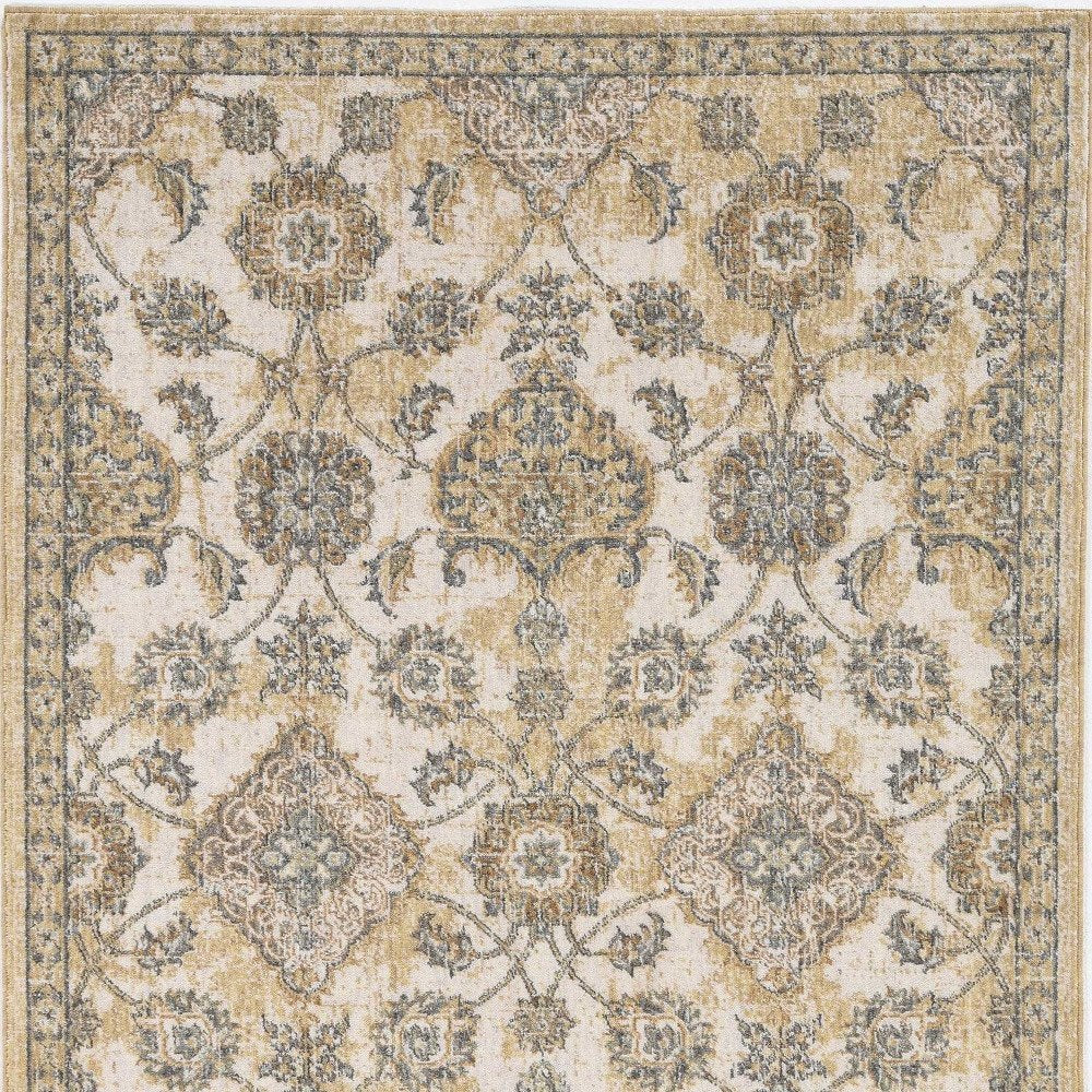 2' X 3' Ivory Beige And Gray Wool Floral Medallion Area Rug