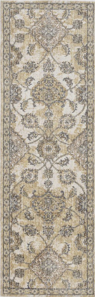 8' X 11' Ivory Beige And Gray Wool Floral Medallion Distressed Area Rug