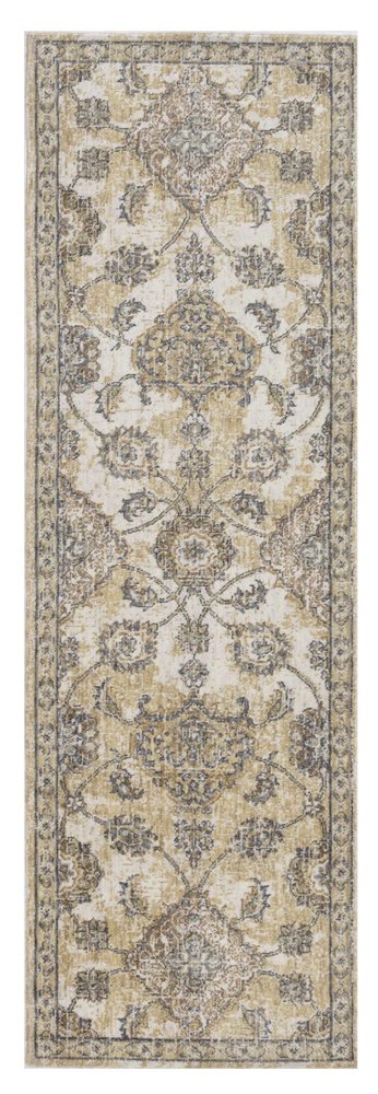 8' X 11' Ivory Beige And Gray Wool Floral Medallion Distressed Area Rug