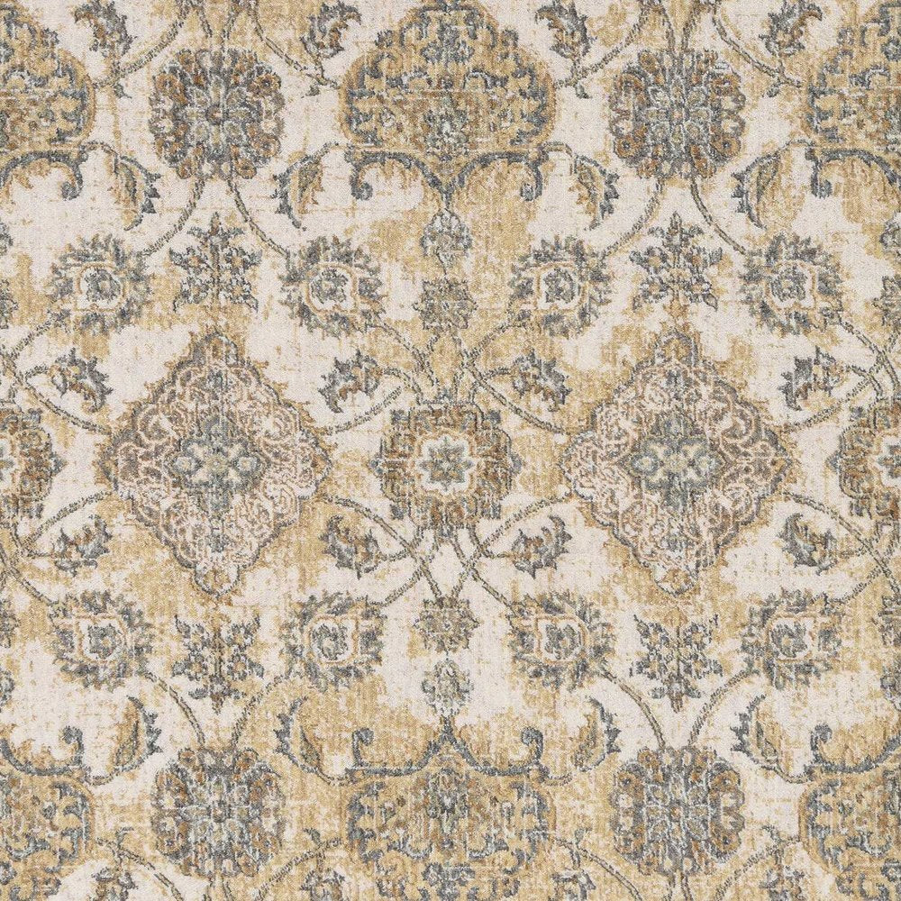 2' X 3' Ivory Beige And Gray Wool Floral Medallion Area Rug