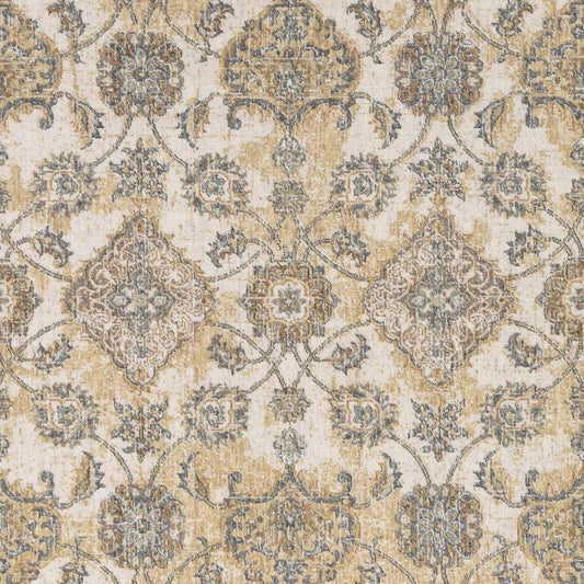2' X 3' Ivory Beige And Gray Wool Floral Medallion Area Rug