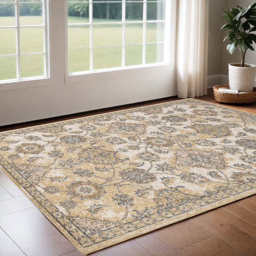 2' X 3' Ivory Beige And Gray Wool Floral Medallion Area Rug