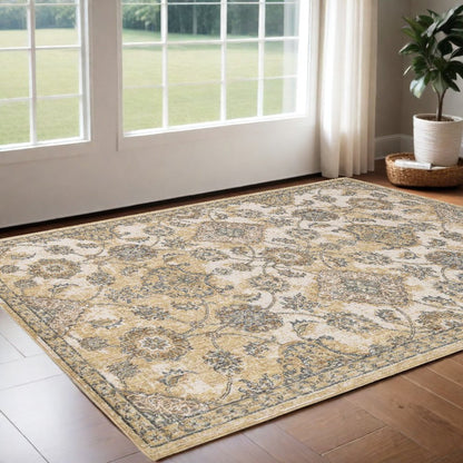2' X 3' Ivory Beige And Gray Wool Floral Medallion Area Rug