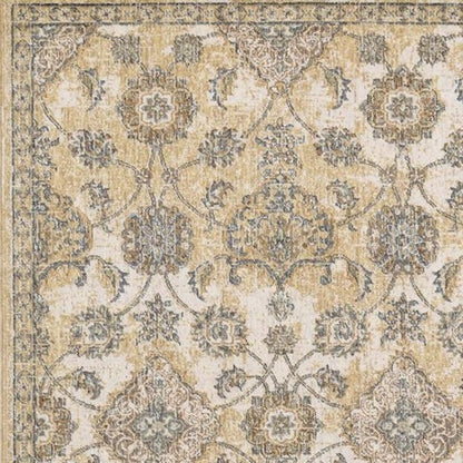 2' X 3' Ivory Beige And Gray Wool Floral Medallion Area Rug