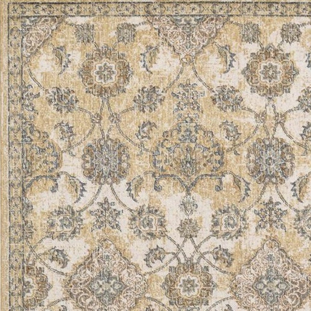 2' X 3' Ivory Beige And Gray Wool Floral Medallion Area Rug