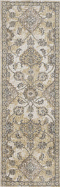 2' X 3' Ivory Beige And Gray Wool Floral Medallion Area Rug