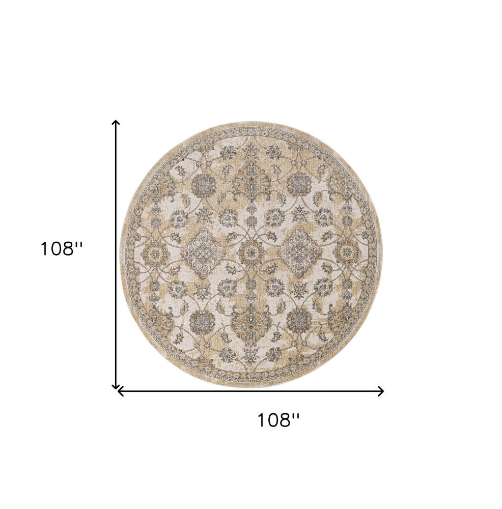 2' X 3' Ivory Beige And Gray Wool Floral Medallion Area Rug