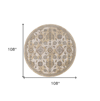 2' X 3' Ivory Beige And Gray Wool Floral Medallion Area Rug